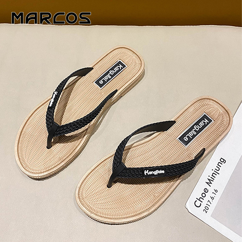MARCOS รองเท้าแตะคีบ เรียบง่าย ใส่สบาย ทันสมัย รองเท้าแตะดีไซน์เรียบง่าย ใส่ได้กับทุกชุด รองเท้าแตะพื้นเรียบ เดินมั่นคง.