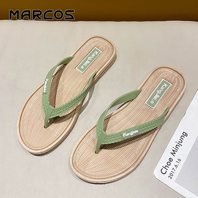 MARCOS รองเท้าแตะคีบ เรียบง่าย ใส่สบาย ทันสมัย รองเท้าแตะดีไซน์เรียบง่าย ใส่ได้กับทุกชุด รองเท้าแตะพื้นเรียบ เดินมั่นคง.