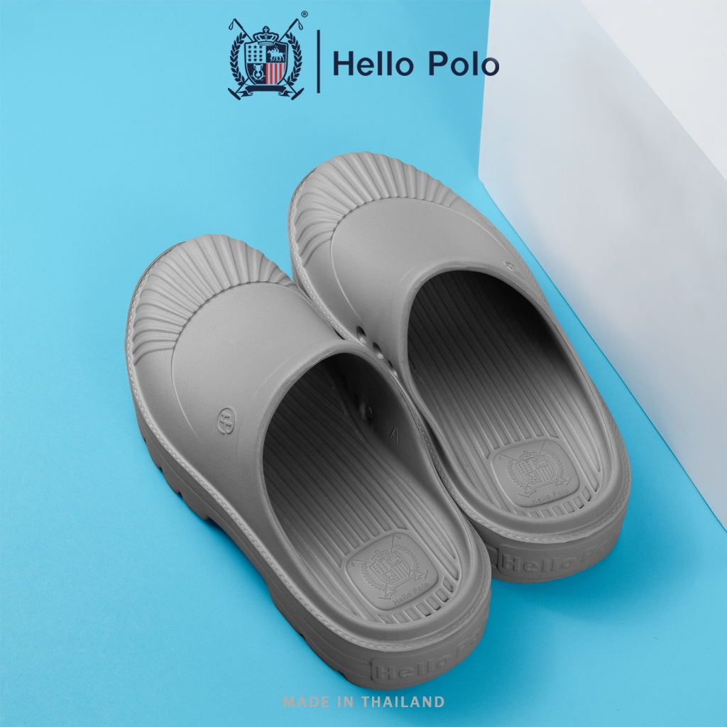 Hello Polo รองเท้าเปิดส้น รองเท้าแตะนุ่ม สําหรับผู้ชาย แฟชั่น ทนต่อการสึกหรอ กันลื่น ส้นหนา 4 ซม นุ่มนวลเหมือนเมฆ HP8045