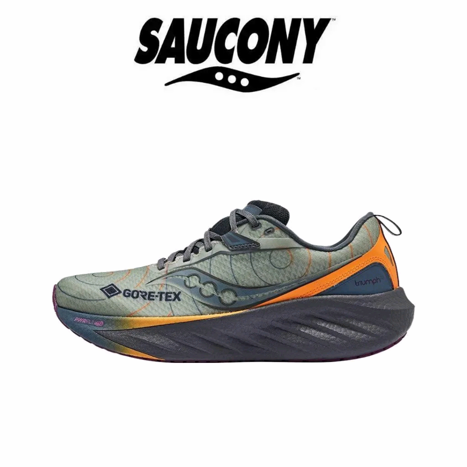 Saucony TRIUMPH 22 GTX Green gray yellow รองเท้าผ้าใบ（ของแท้ 100 %）