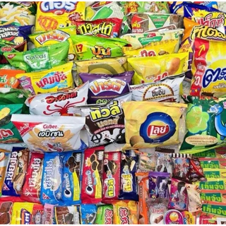 เซตขนม สุ่มขนม100ชิ้น (ใหญ่5บาท40ชิ้น)+(เล็ก1-3บาท60ชิ้น) สุดคุ้มมม