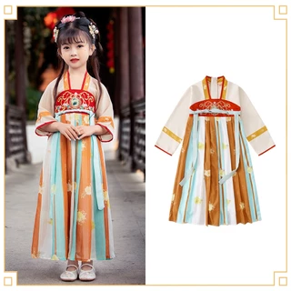 ชุดฮั่นฝู จีนโบราณ แขน 3ส่วน มีให้เลือกหลายขนาด เหมาะสำหรับเด็กผู้หญิง
