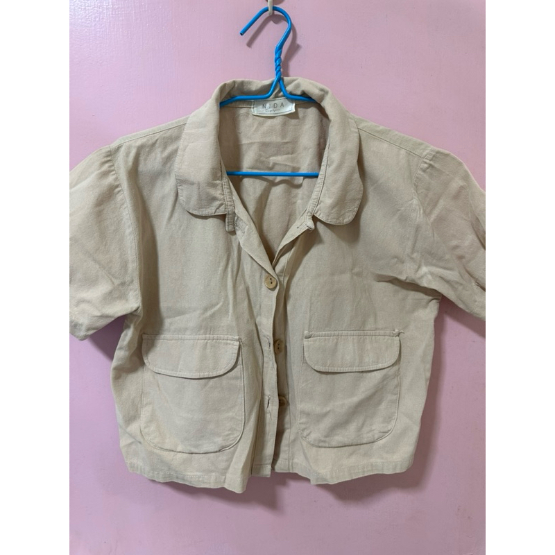 เสื้อคอปกครอปครึ่งตัว งานป้าย Nida