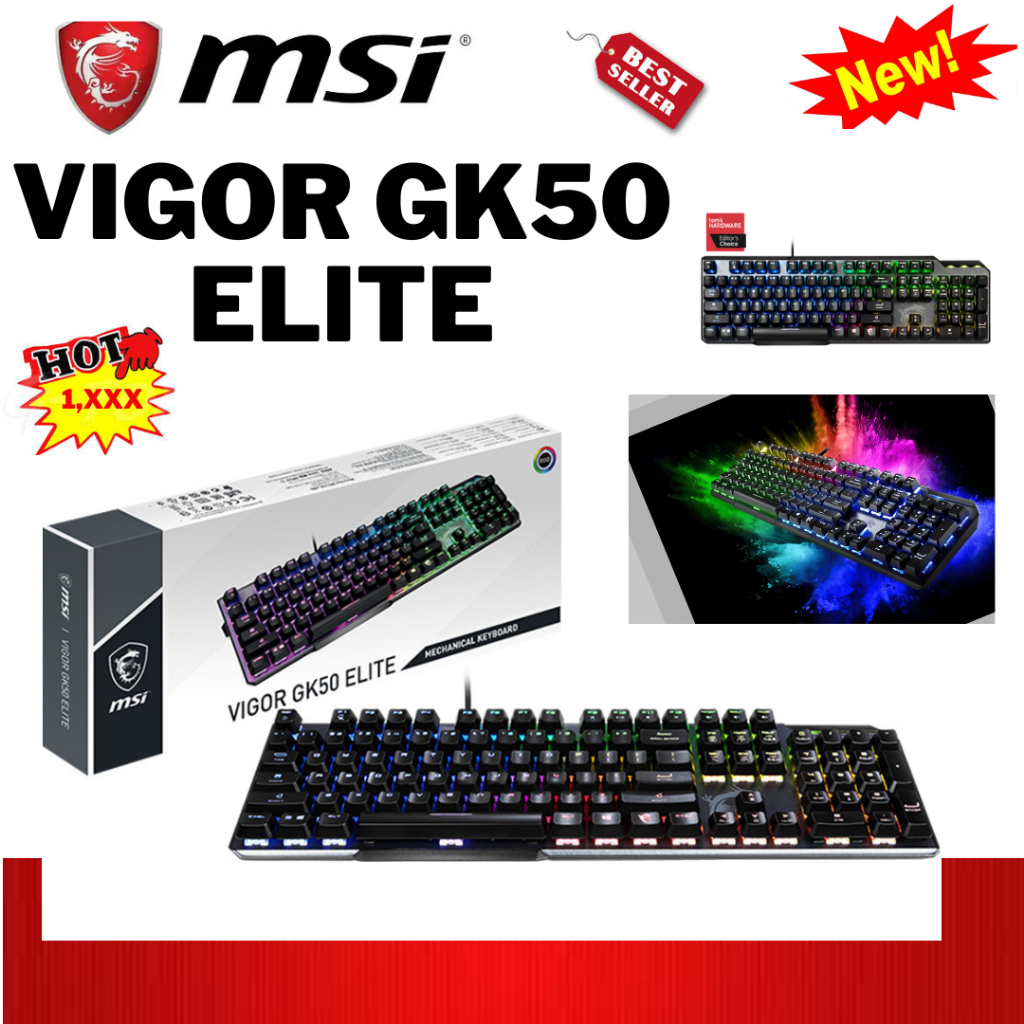 KEYBOARD (คีย์บอร์ด) MSI VIGOR GK50 ELITE KAILH BLUE (BLUE SWITCH) (RGB LED) (TH/EN)