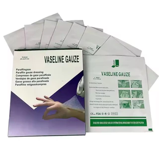 Vaseline Gauze ตาข่ายติดแผล ผ้าก๊อซเคลือบวาสลีน 1 กล่อง/ 10ซอง