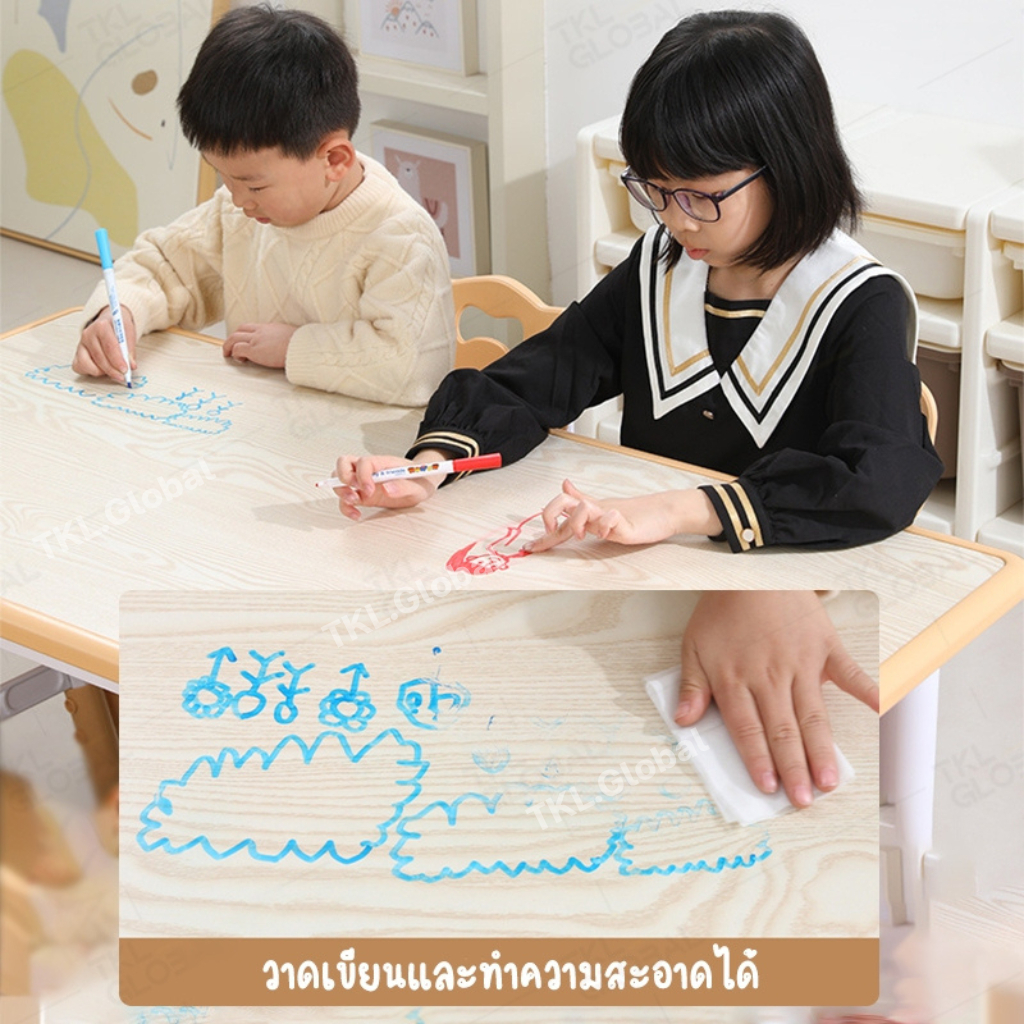 โต๊ะเรียนลายไม้ โต๊ะทำงานนักเรียน โต๊ะเขียนหนังสือเด็ก   ขนาด120x60 cm รับประกันสินค้านานถึง 1ปี - รูปที่ 6