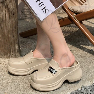 SHO-SUNG-308🌻รองเท้าสไตล์เกาหลี ติดโลโก้ sunbalee สูง 6 cm. สีพื้นน่ารัก พื้นเบาใส่สบาย รองเท้าส้นสูงน่ารัก 🌻