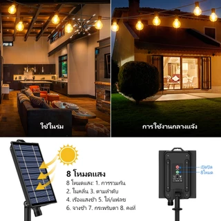 ไฟปิงปอง G40 ไฟโซล่าเซลล์ ขั้วE12 Solar 50LED IP65 ไฟกลางแจ้งกันน้ำ ไฟแต่งสวน คริสต์มาสไฟตกแต่งสวน