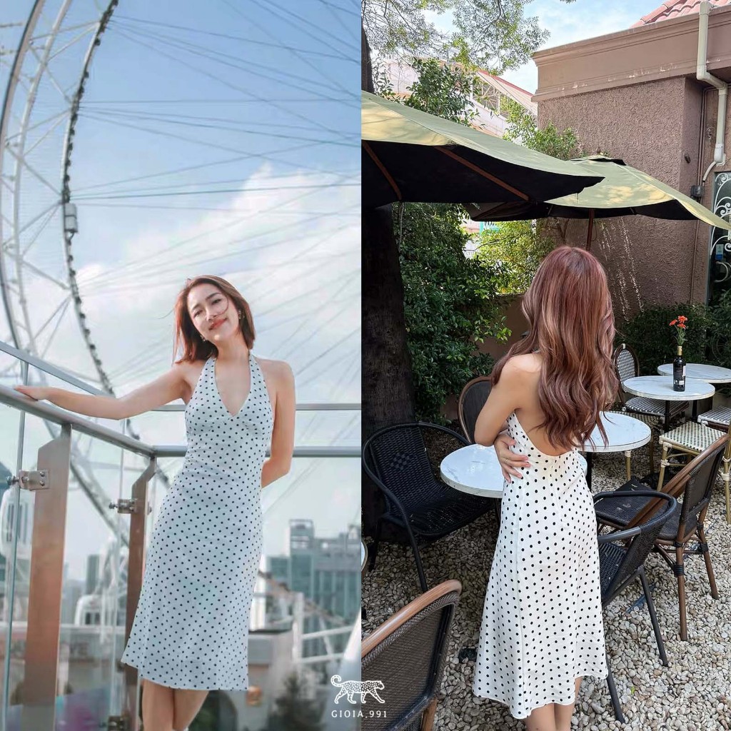 ✨Aiya Polkadot Midi Dress✨เดรสลายจุด ผูกคอ วินเทจ _Gioia.991  ( #gii531 ) ราคา ถูกที่สุด ดีลบีเคเค แกลเลอรีภาพที่ 7