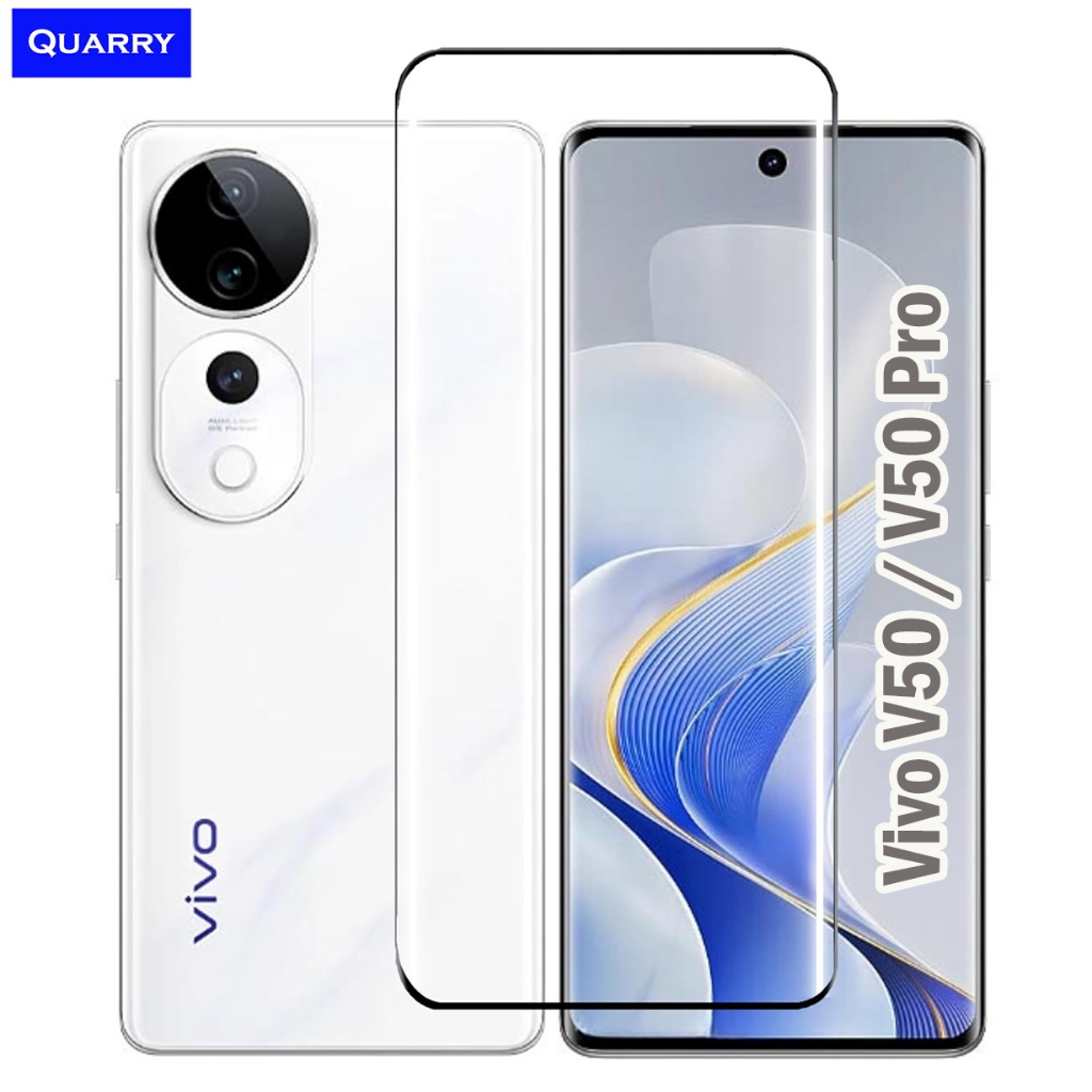 ✨ QUARRY ฟิล์มกระจกกันรอย เต็มจอโค้ง กาวเต็ม Vivo V50 / V50 Pro ฟิล์มกันรอย Vivo V50 Screen Protecto