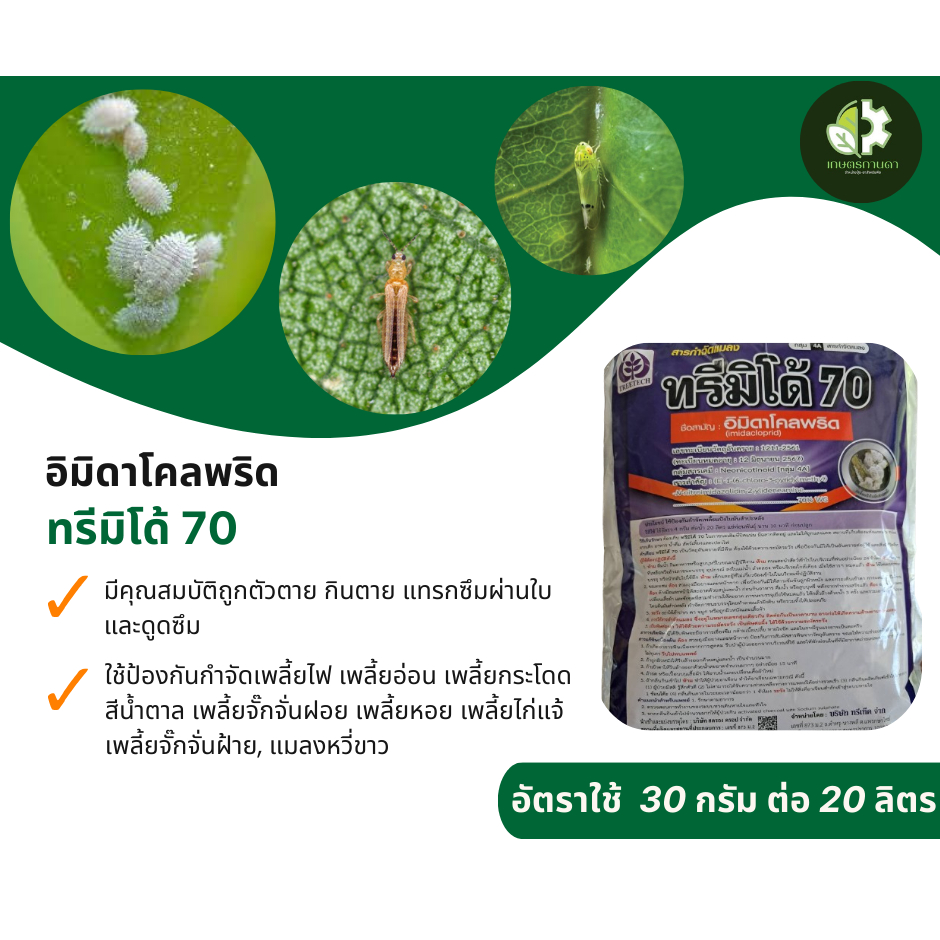 ทรีมิโด้ (อิมิดาโคลพริด 1 กก.) สารกำจัดแมลงชนิดดูดซึม ป้องกันเพลี้ยไฟ แมลงหวี่ขาว เพลี้ยจักจั่น
