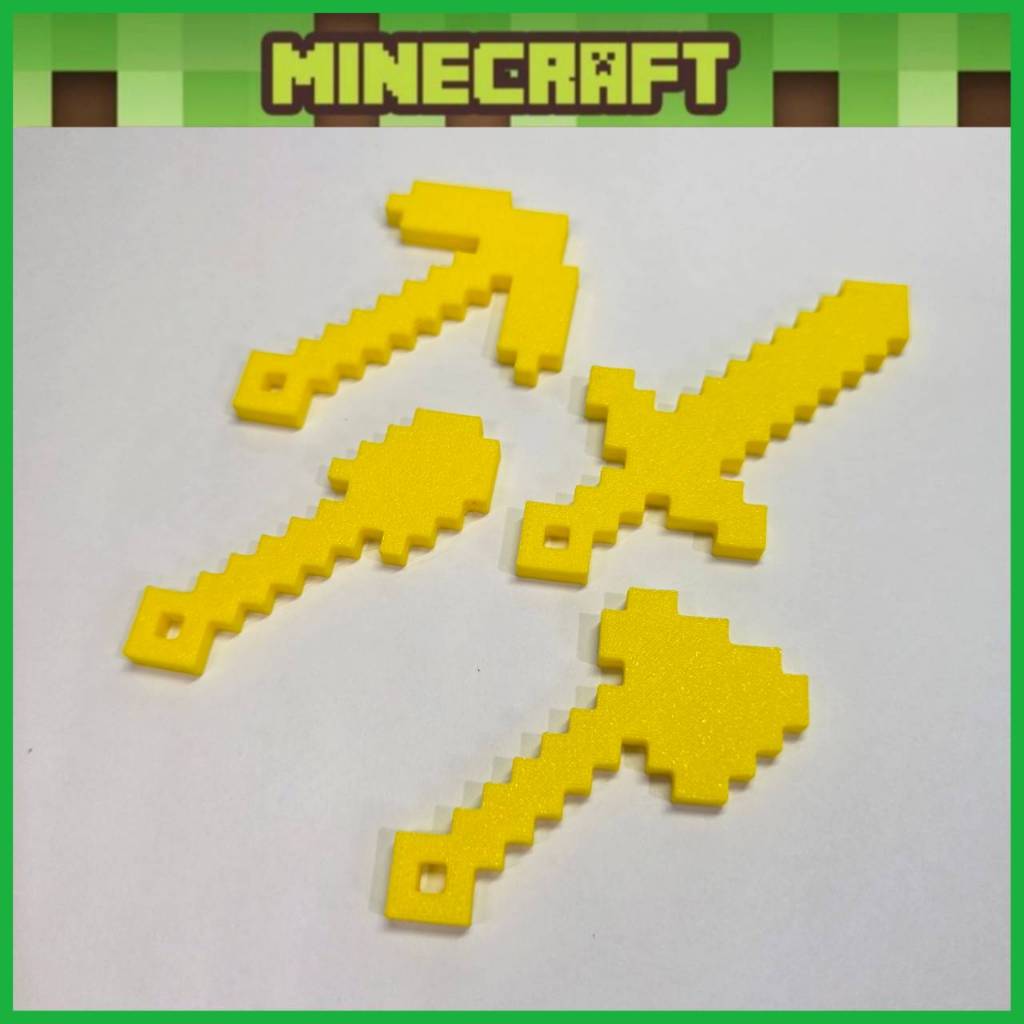 พวงกุญแจ Minecraft 3D Printing (วัสดุ PLA) Keychain 3D Printing สีเหลือง