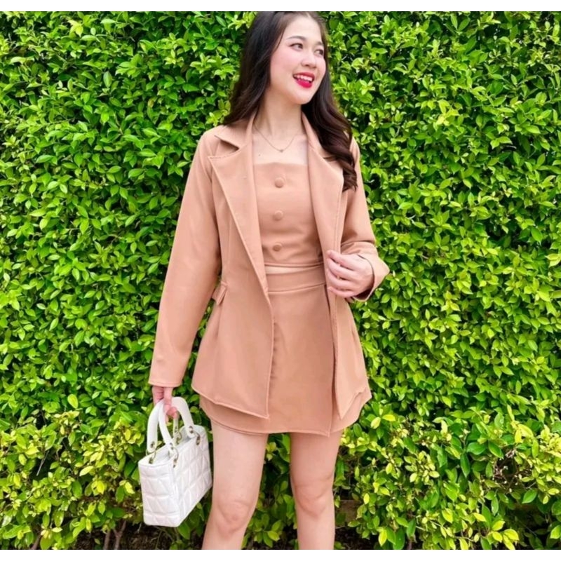 basic suite setเรียบหรูได้3ชิ้นสีน้ำตาล