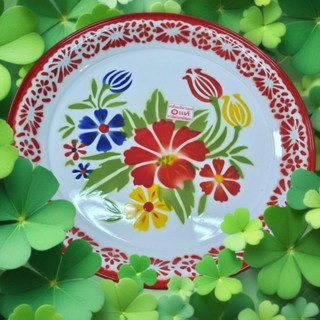 ถาดเคลือบโบราณ / ถาดเคลือบลายดอก ขนาด 45 ซม. / ถาดสังกะสีเคล…