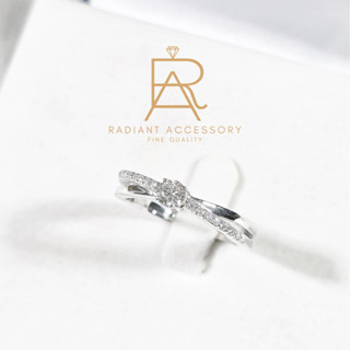 แหวนเงินแท้เม็ดชูฝังเพชร Moissanite 0.3 กะรัต ทรงกลม ก้านไขว…