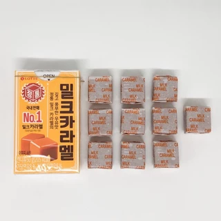 ลูกอมคาราเมลเกาหลี LOTTE MILK CARAMEL CANDY 밀크카라멜 ลูกอมเคี้ยวหนึบ