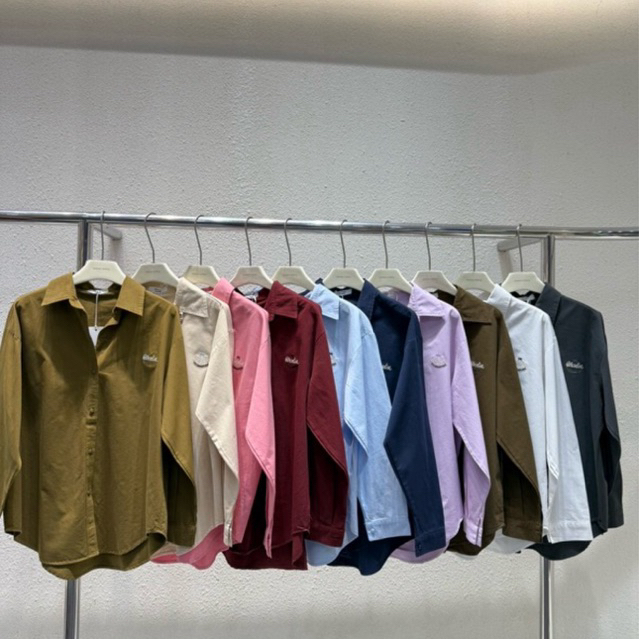 2508 เสื้อเชิ้ตแขนยาวผ้าคอตตอน ปักภาษาอังกฤษ สไตล์เกาหลี wanwan clothing