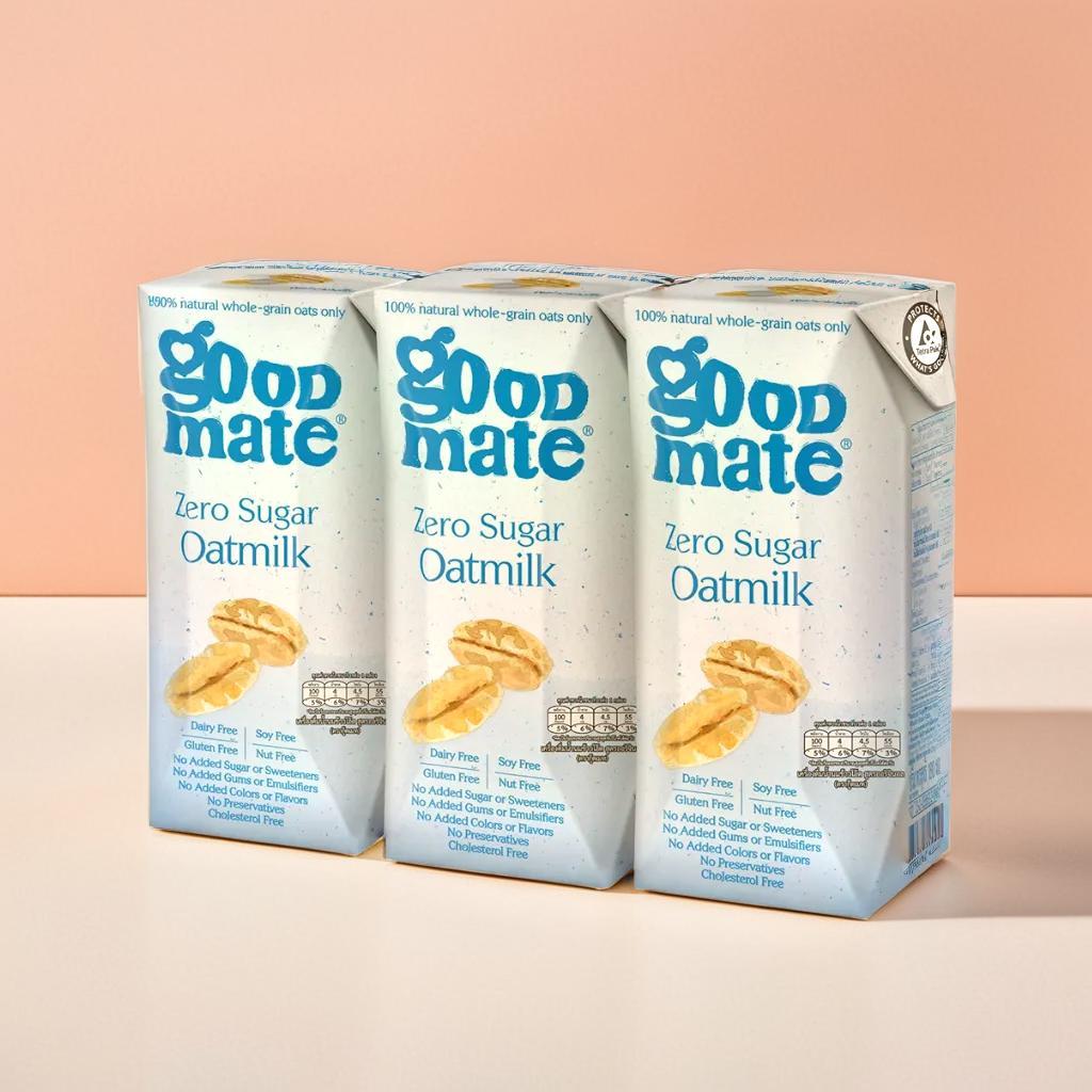 🔹 GOODMATE Zero Sugar Oat Milk 180ml (แพ็ค 3 กล่อง) | นมโอ๊ตไร้น้ำตาล แคลอรีต่ำ ดีต่อสุขภาพ
