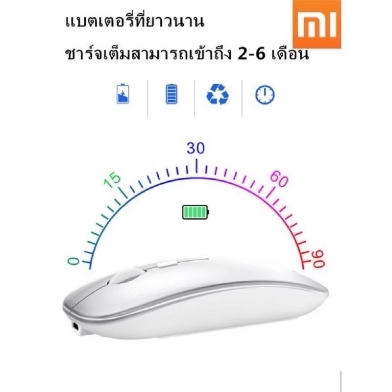 เมาส์ไร้สาย(มีแบตในตัว) (ปุ่มเงียบ) (มีปุ่มปรับความไวเมาส์ DPI 1000-1600) Optical Rechargeable Wireless Mouse บลูทูธ