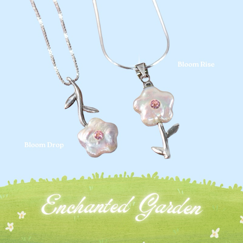Mad Creation Club - Enchanted Garden รุ่น Bloom Drop Bloom Rise สร้อยเงินแท้925 มุกน้ำจืดแท้ เพชร CZ