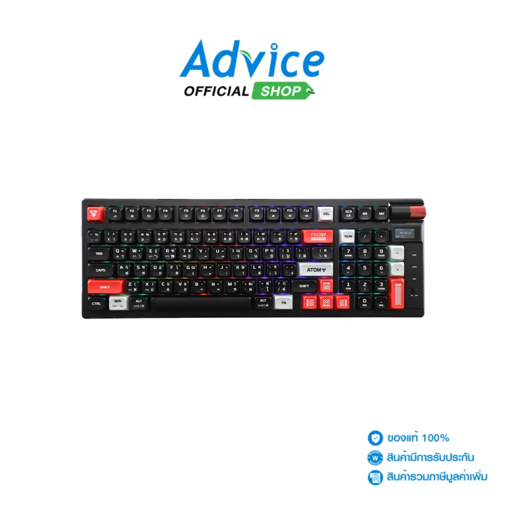 FANTECH WIRELESS/BLUETOOTH KEYBOARD (คีย์บอร์ด) MK918 BLACK - BLUE SWITCH - A0166717