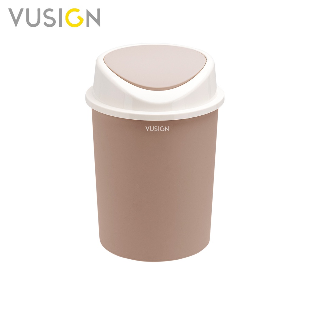 Vusign ถังขยะมินิมอล ถังขยะพลาสติก ฝาสวิง วัสดุพลาสติกPP คุณภาพดี หนา แข็งแรงทนทาน Flip Trash