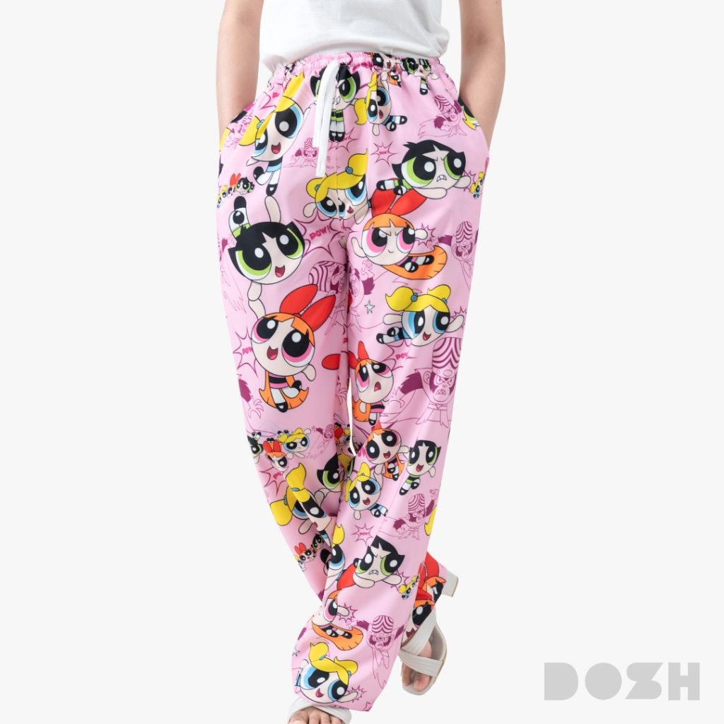 DOSH WOMEN'S LAY PANTS POWERPUFF GIRLS กางเกงเลผ้าไหมอิตาลีผู้ใหญ่ DPGWL1000-PI (XS-XL)