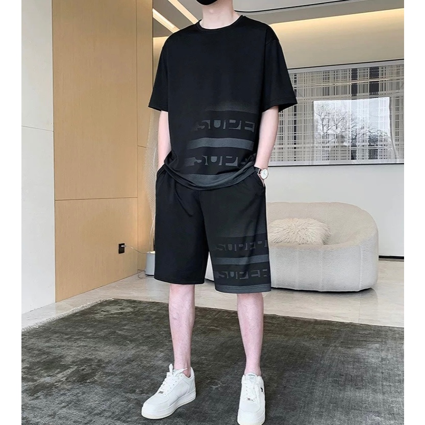 TS MEN เสื้อชุดผู้ชาย เสื้อผู้ชาย กางเกงขาสั้นผู้ชาย (เสื้อ+กางเกงขาสั้น) ดีไซน์เก๋ ขนาดมาตรฐาน TZ24