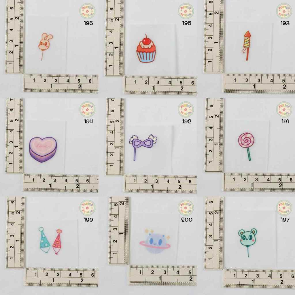 Fun Pop Studio ตัวรีดติดเสื้อ ติดกระเป๋า ติดหมวก ลายมินิมอล ลายการ์ตูน ขนาด 1 นิ้ว Set 2