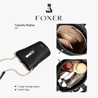 FOXER กระเป๋าสะพายข้างทรงถังแฟชั่น งานโซ่ สีไม่ลอก เหมาะสำหรับผู้หญิง