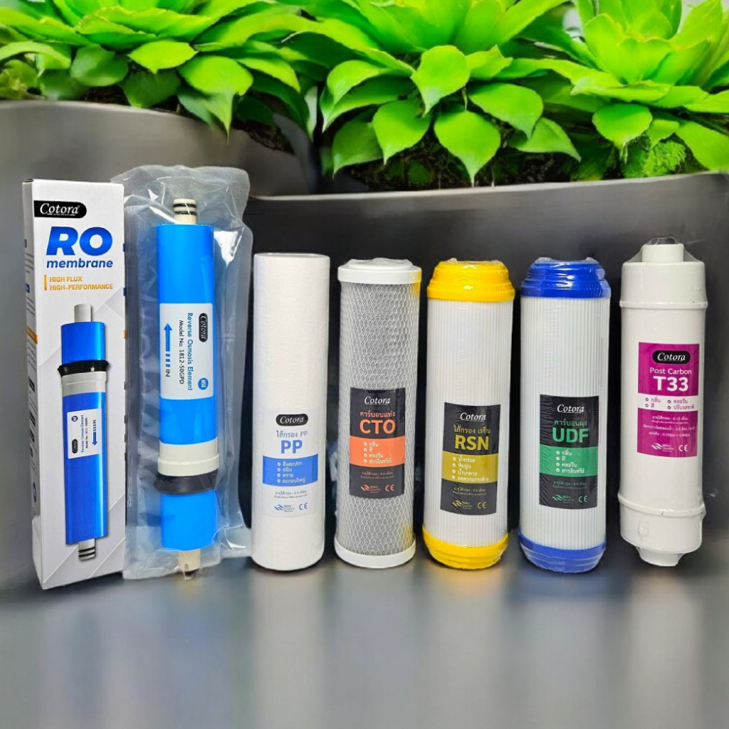 Cotora ชุดไส้กรองน้ำ RO membrane 5 ขั้นตอน สำหรับเครื่องกรองน้ำระบบRO อาร์โอ แบบชุดและแบบเดี่ยว