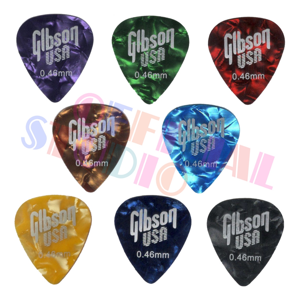 ปิ๊กกีตาร์ Gibson สีสวยๆ (เลือกสีและความหนาได้) ｛ส่งเร็ว 🚀｝