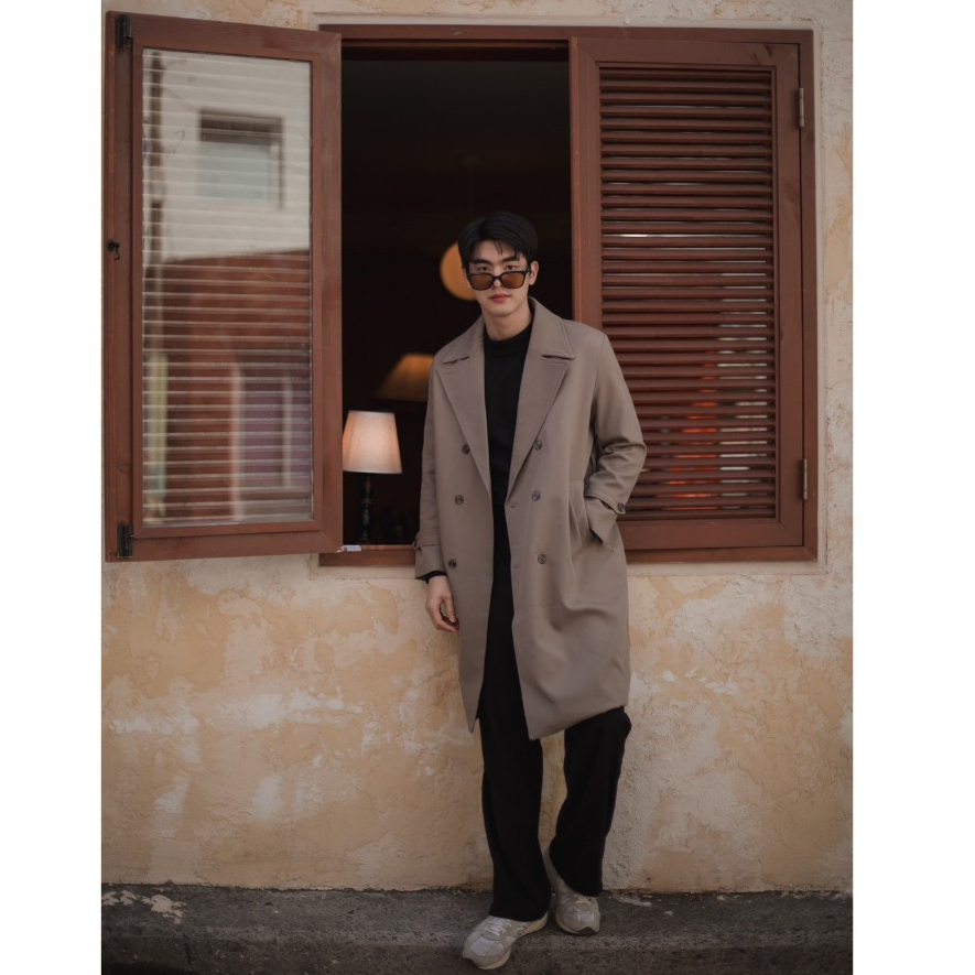 Jame trenchcoat เทรนโค้ชสีน้ำตาล** ผ้าดีมาก โค้ทผู้ชาย
