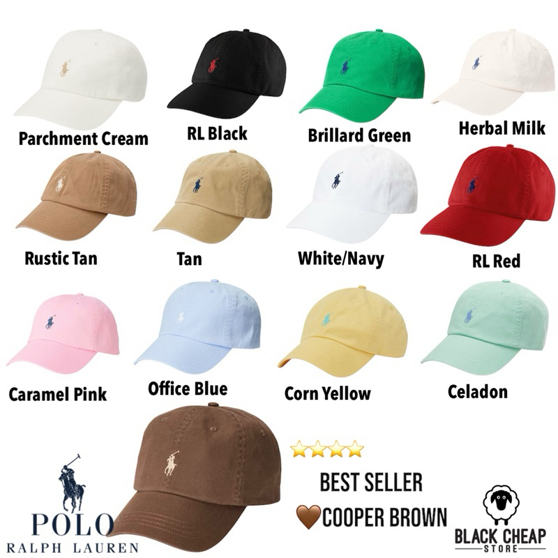 พร้อมส่ง (ของแท้ 100%) Polo Ralph Lauren หมวก Chino Ball Cap มีหลายสีเยอะที่สุด
