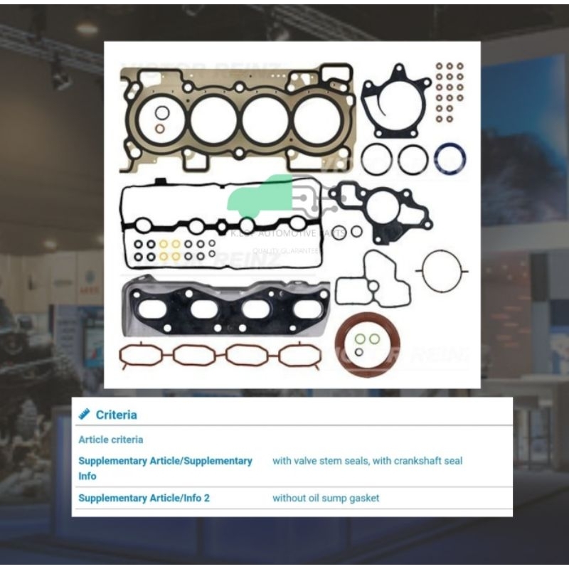 01 10122 01 ประเก็นชุดใหญ่ (Victor Reinz เยอรมัน) Nissan Tiida C12, Sylphy 1.6/1.8 B17 เครื่องยนต์ M