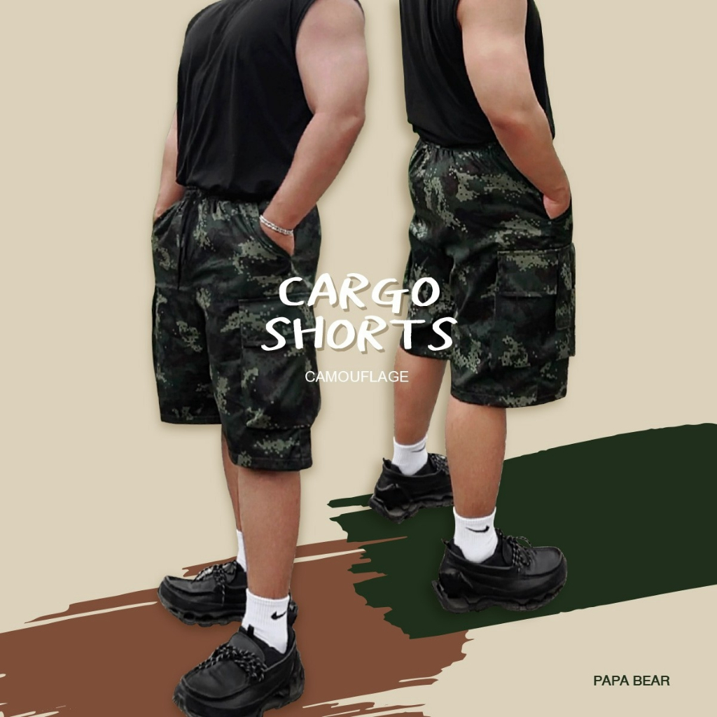 camouflage cargo shorts กางเกงลายทหารขาสั้น คาร์โก้ 4 กระเป๋า แฟชั่น