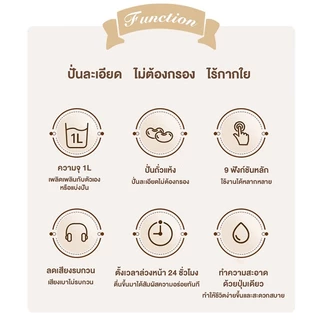 CAMEL เครื่องทํานมถั่วเหลือง เครื่องทำน้ำเต้าหู้ 1000ml เครื่องปั่นน้ำธัญพืช ไม่จําเป็นต้องใช้ตัวกรอง สำหรับ 2-3 คน
