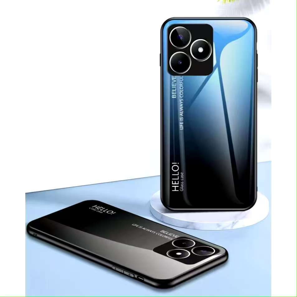 เคสหลังกระจก ไล่สี สำหรับ Oppo Realme C51  Realme C55  Realme C53 RealmeNote50  RealmeC61 Realme C63 เคสกันกระแทกกระจก