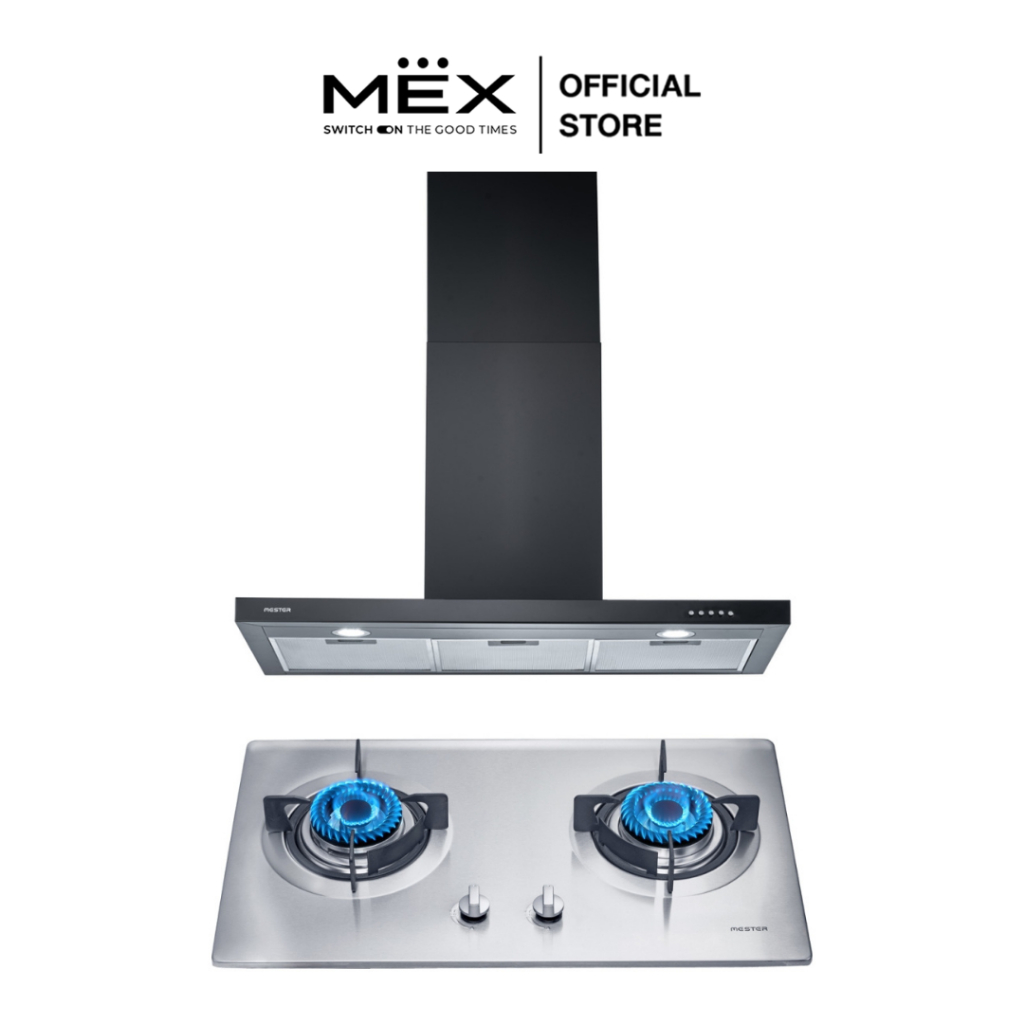 MEX Set รุ่น MS3732 + MT390B เตาแก๊สและเครื่องดูดควันทรงกระโจม