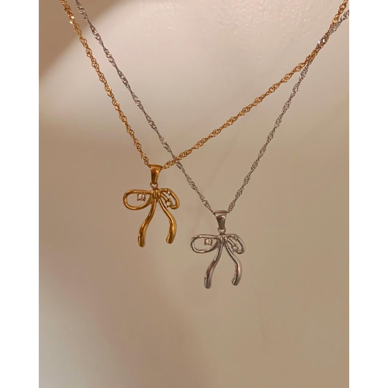 สร้อยคอสเตนเลส HER OBJECTIVE_HER BOWY RIBBON NECKLACE
