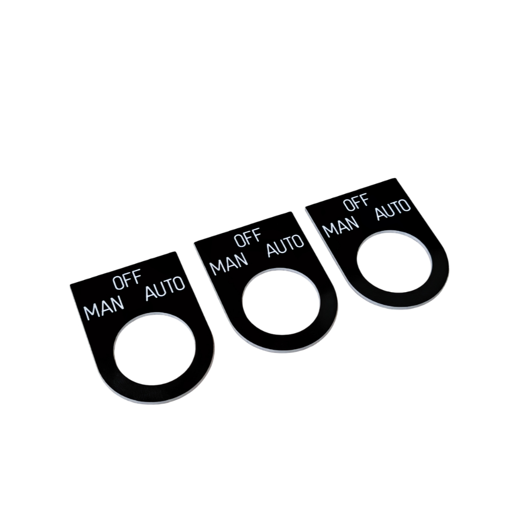 ป้ายเนมเพลทตู้ไฟ สั่งทำ (ตู้ Load / Control)  ป้ายชื่ออุปกรณ์ไฟฟ้า [รู 22 มม./Roll mark]