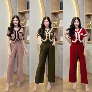 พร้อมส่ง ชุดเซตยาวผ้าวูลเวฟทรูโทน เสื้อทรงสูทแต่งกระเป๋าหน้า…