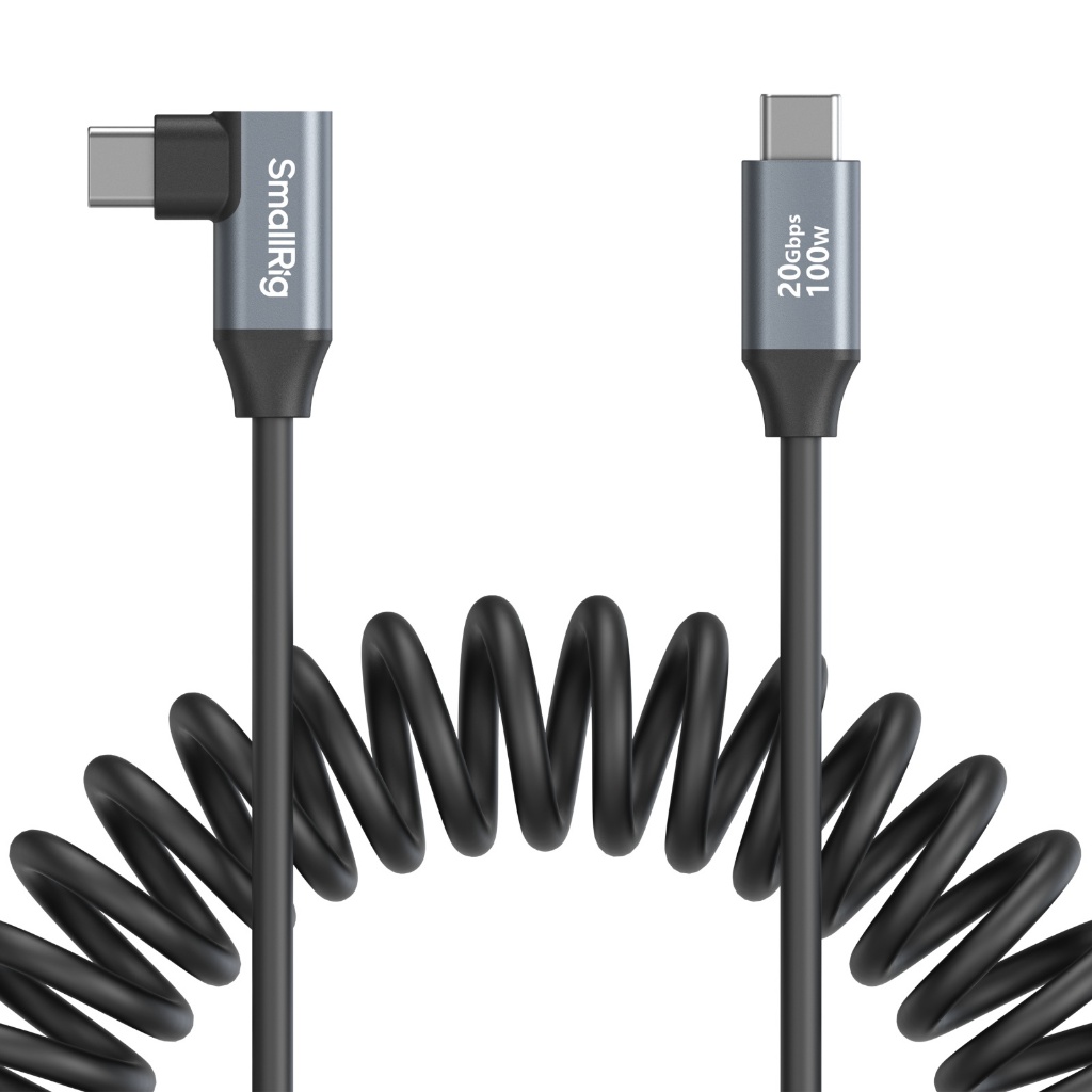 SmallRig- 4792 USB-C (Straight) to USB-C (Angled) Coiled Data Cable