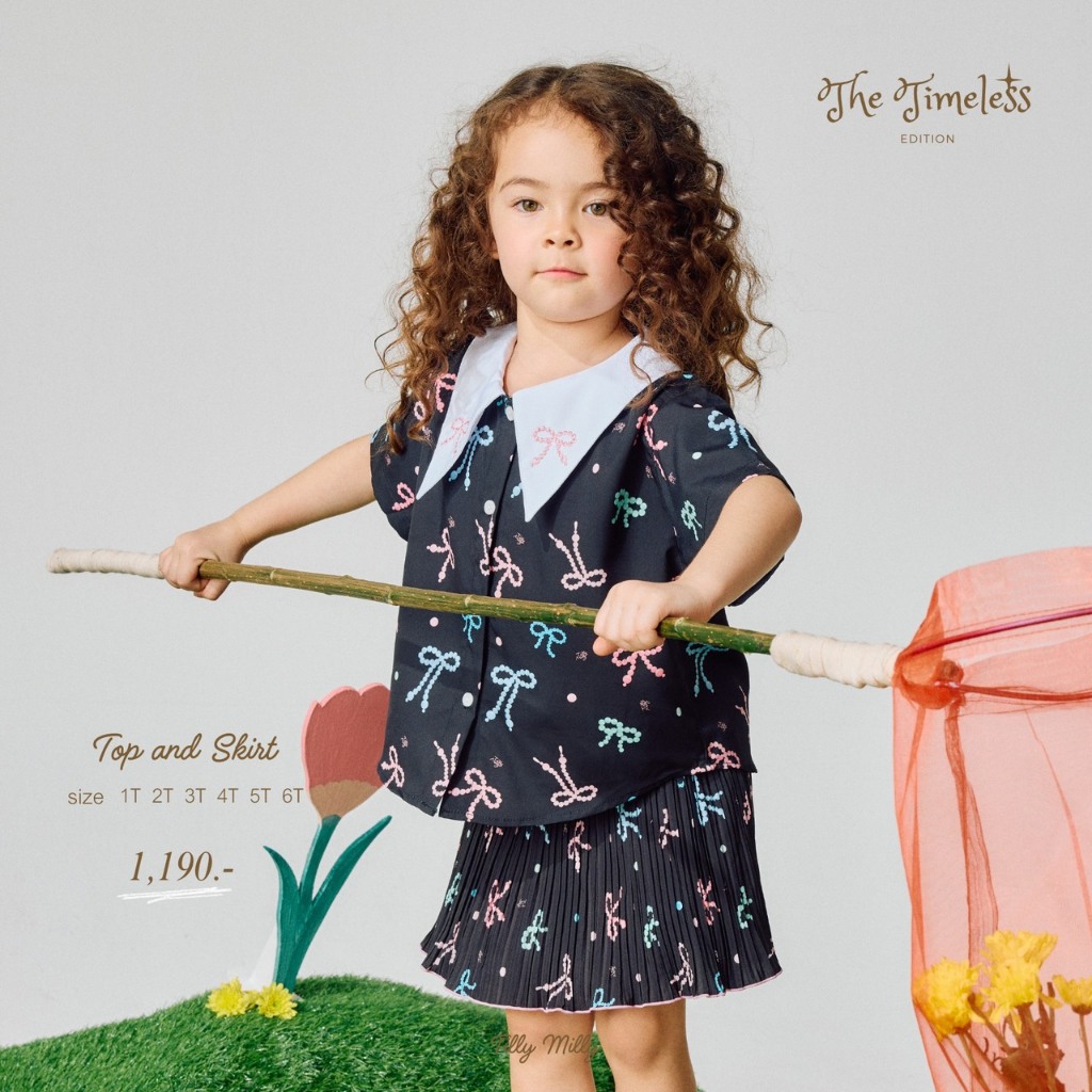 Tilly Milly ชุดเซ็ตลายโบว์สีดำ กระโปรงพลีท - My Dear Sunday : Sprinkles of Love