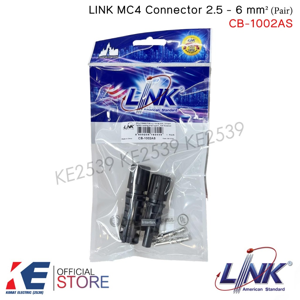 LINK MC4 Connector 2.5-6 mm. CB-1002AS หัว MC4 1500V หัวต่อสายโซล่า Solar Connector ลิ้งค์