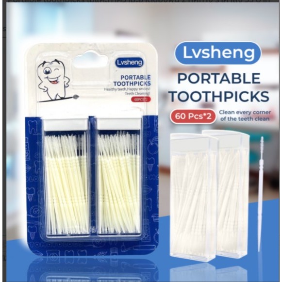 1 2 Portable toothpicks ไม้แคะทำความะอาดช่องฟัน 2 ทิศทาง