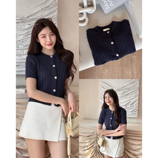 TOPBASIX - Merry knit top เสื้อไหมพรม แขนสั้น คอกลม