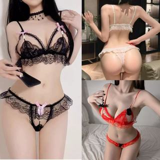 👙 โบว์ลูกไม้สามจุดเซ็กซี่และน่าสนใจ บราลูกไม้หวานๆ สำหรับเด็กผู้หญิง ชุดชั้นใน ชุดนอน ชุดสวมบทบาทหญิงQQ64