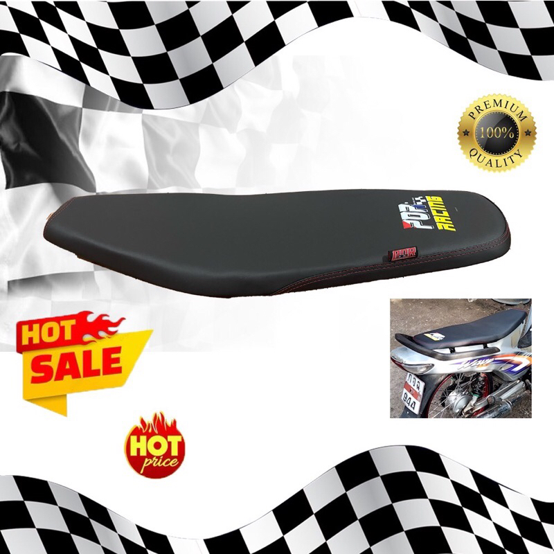 เบาะเวฟ100ปาดทรงเชงหนังด้านสีดำPorracing Newlogo