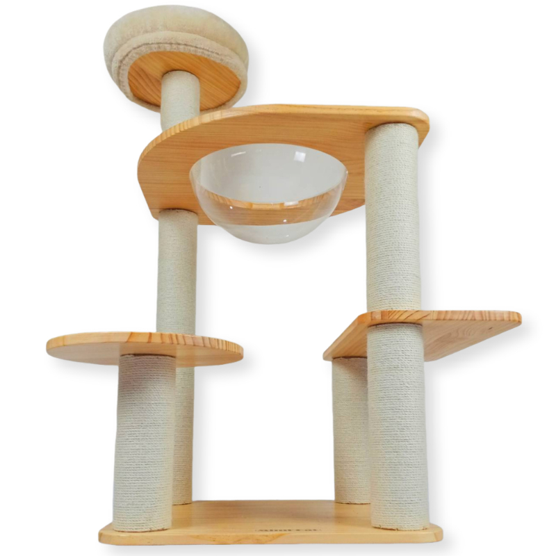 คอนโดแมวไม้สน ของเล่นแมว ที่ลับเล็บแมว มีที่นอนอวกาศ 30cm MIP151N